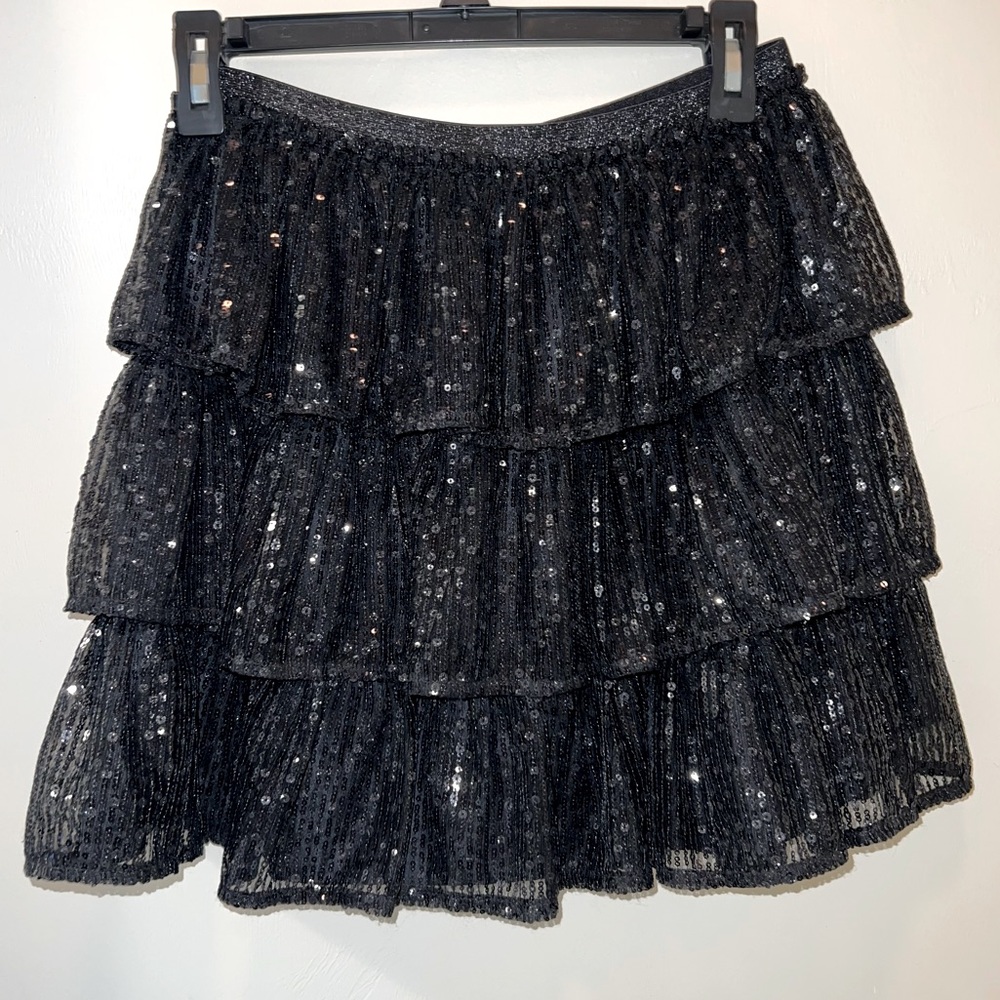 New Cat & Jack Black Sequin Tiered Skirt